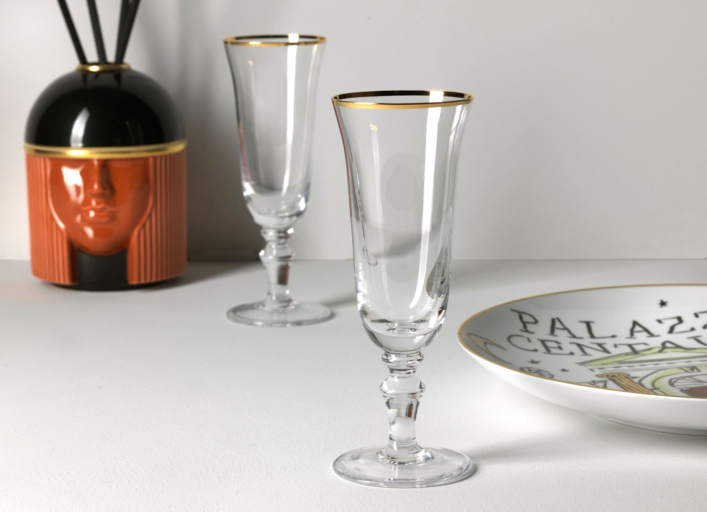 Gold Thread Crystal Flute Goblets | Medici | GINORI 1735